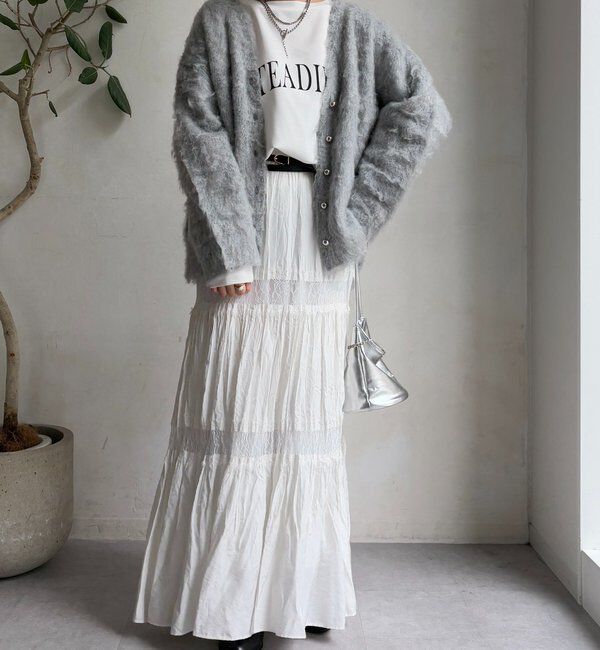  「ブラッシュ加工シルバーボタンカーディガン」|カーディガン|