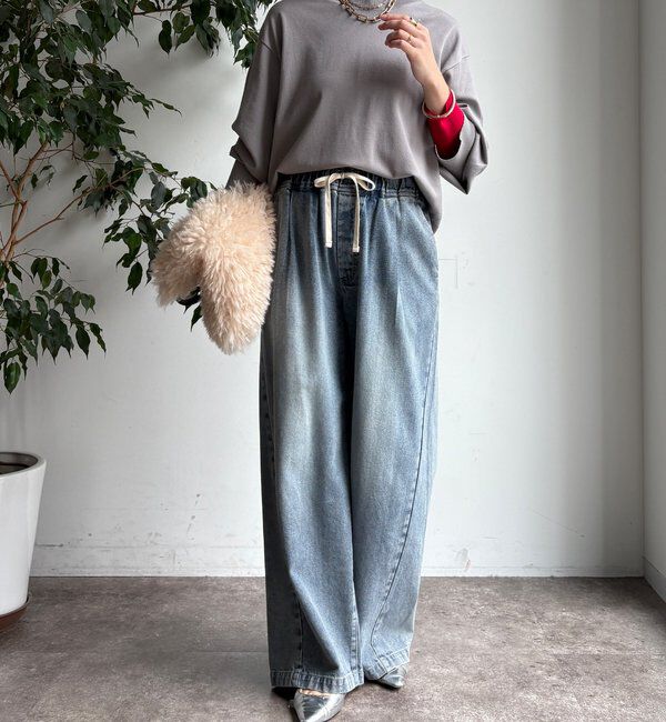  「【WEB限定】袖カラー配色ニットトップス」|ニット・セーター|