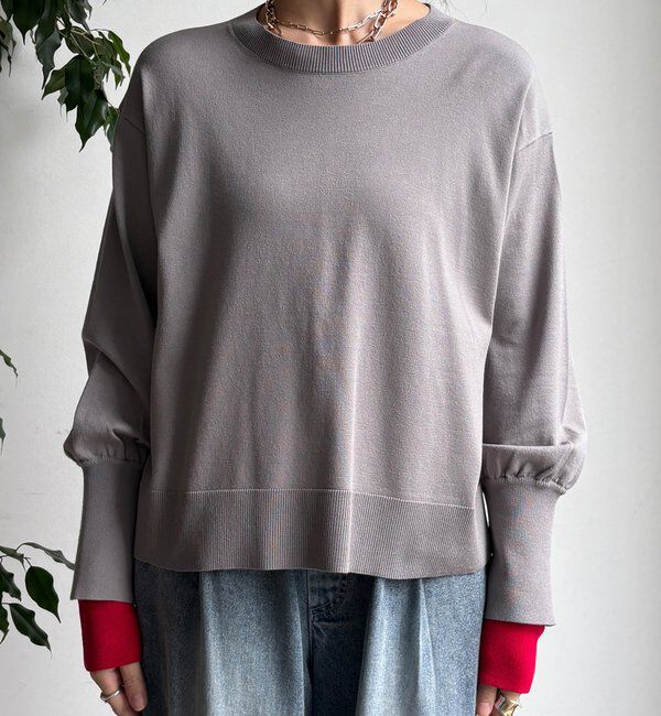  「【WEB限定】袖カラー配色ニットトップス」|ニット・セーター|