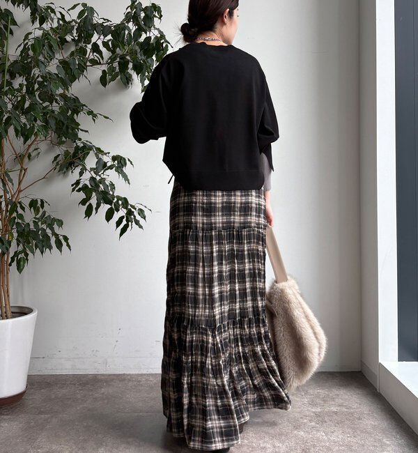  「【WEB限定】袖カラー配色ニットトップス」|ニット・セーター|