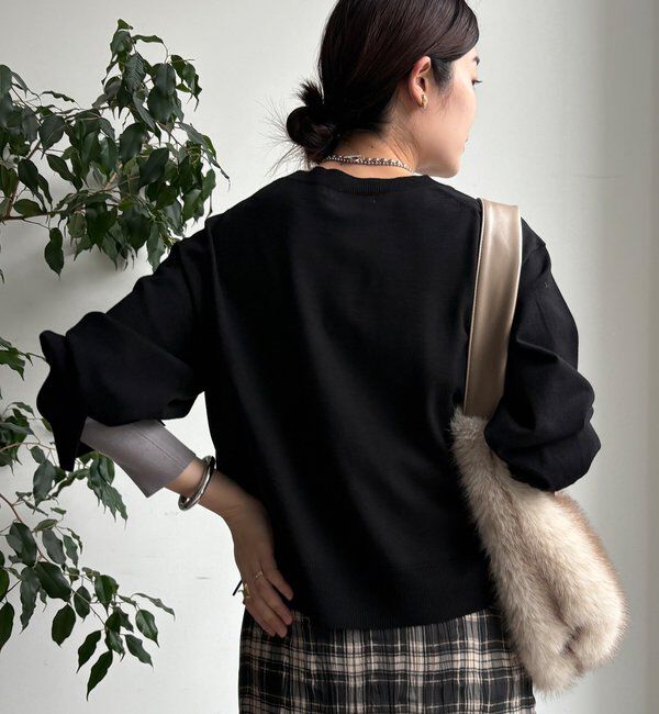  「【WEB限定】袖カラー配色ニットトップス」|ニット・セーター|