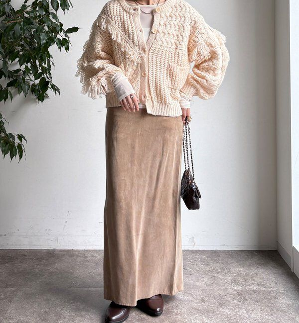  「【WEB限定】フリンジニットカーディガン」|カーディガン|