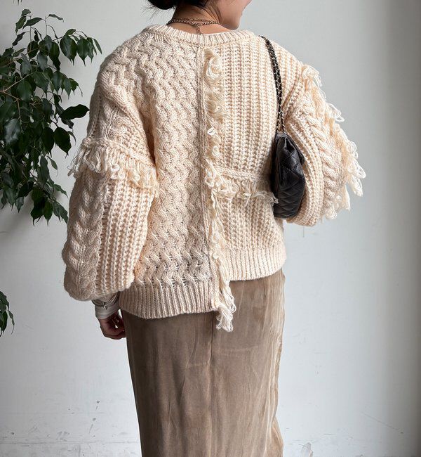  「【WEB限定】フリンジニットカーディガン」|カーディガン|
