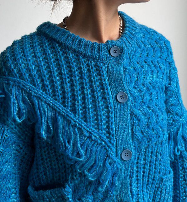  「【WEB限定】フリンジニットカーディガン」|カーディガン|