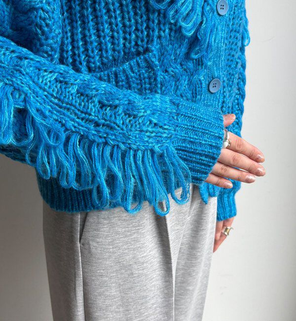  「【WEB限定】フリンジニットカーディガン」|カーディガン|