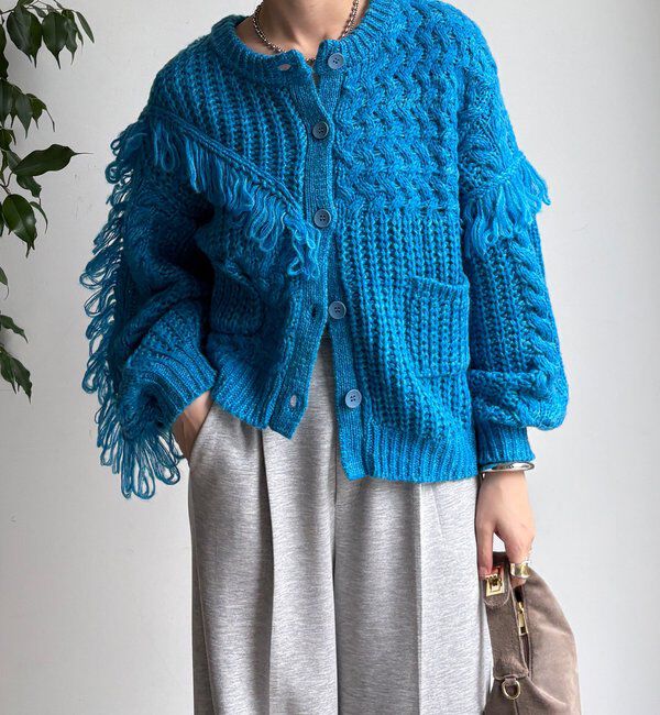  「【WEB限定】フリンジニットカーディガン」|カーディガン|