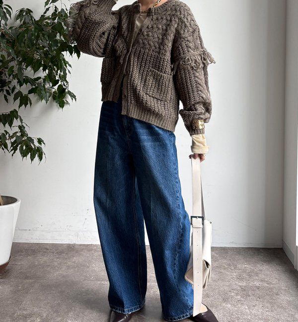  「【WEB限定】フリンジニットカーディガン」|カーディガン|