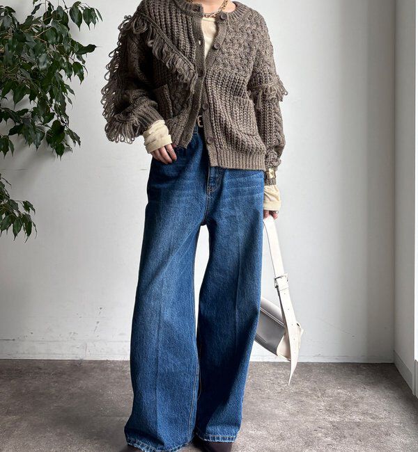  「【WEB限定】フリンジニットカーディガン」|カーディガン|