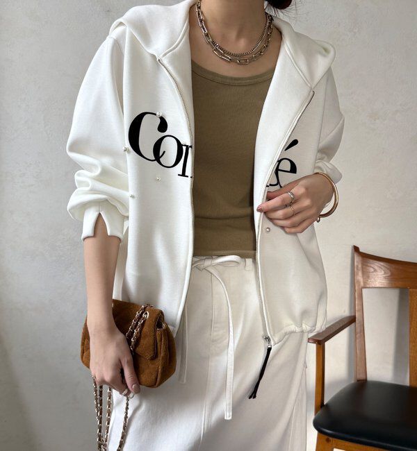  「【WEB限定】パール＋ロゴジップパーカー」|Tシャツ・カットソー|