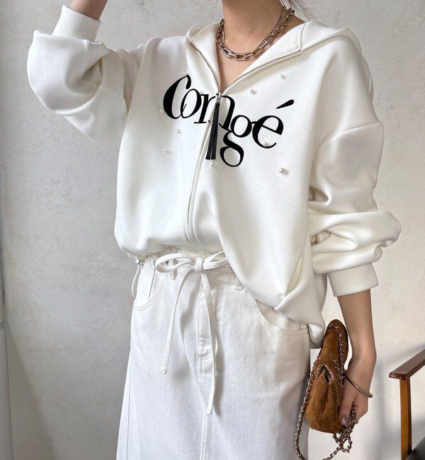  「【WEB限定】パール＋ロゴジップパーカー」|Tシャツ・カットソー|