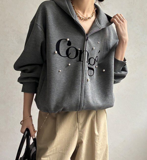  「【WEB限定】パール＋ロゴジップパーカー」|Tシャツ・カットソー|
