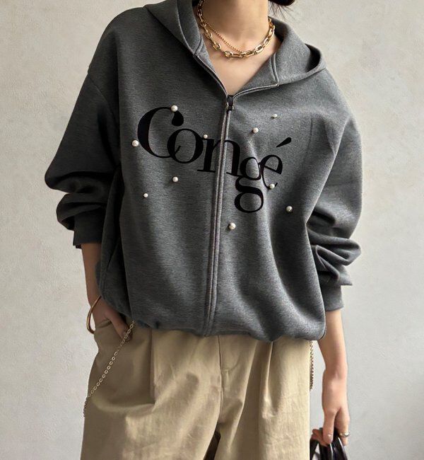  「【WEB限定】パール＋ロゴジップパーカー」|Tシャツ・カットソー|