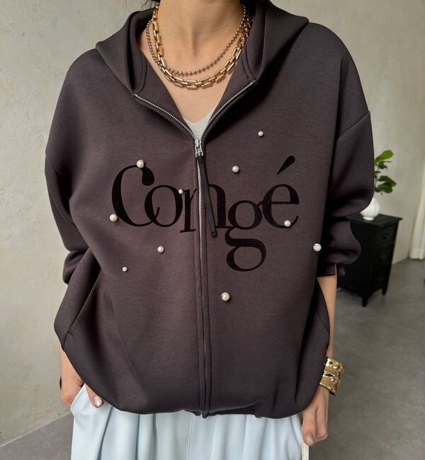  「【WEB限定】パール＋ロゴジップパーカー」|Tシャツ・カットソー|