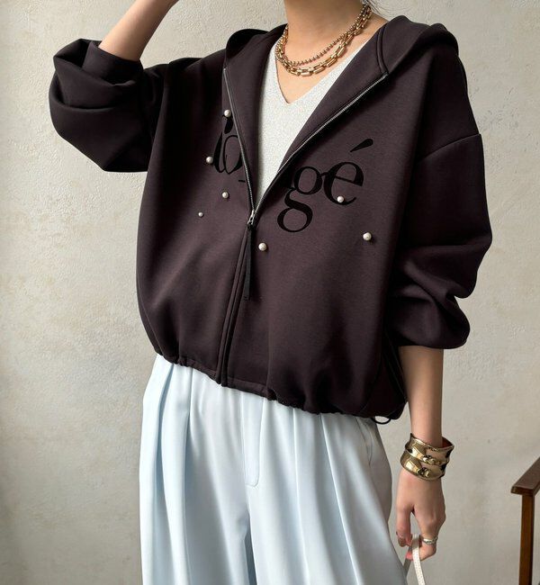  「【WEB限定】パール＋ロゴジップパーカー」|Tシャツ・カットソー|