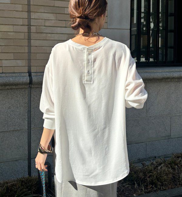  「袖リブバックボタンジョーゼットロゴプルオーバー」|シャツ・ブラウス|