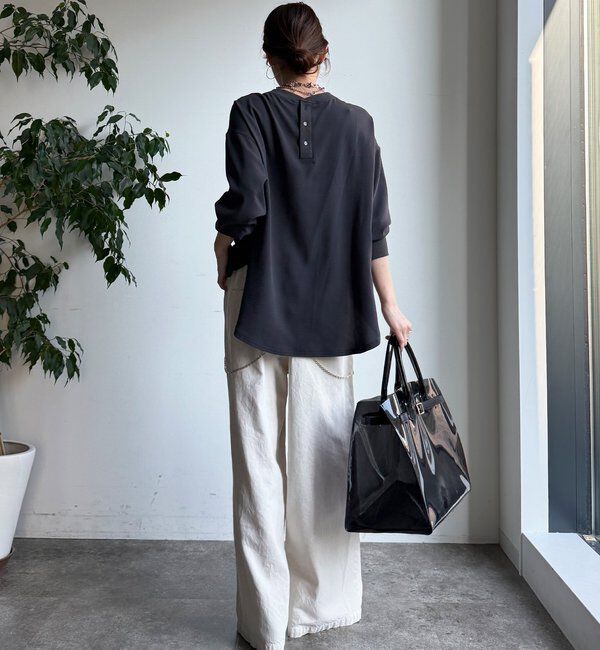  「袖リブバックボタンジョーゼットロゴプルオーバー」|シャツ・ブラウス|