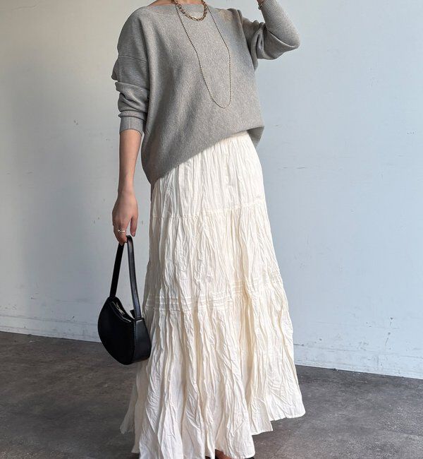  「【WEB限定】クリンクル加工ティアードスカート」|スカート|