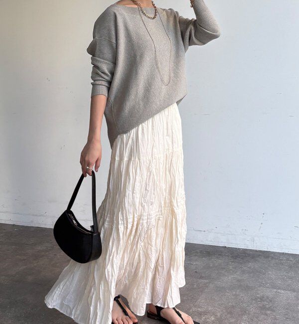  「【WEB限定】クリンクル加工ティアードスカート」|スカート|
