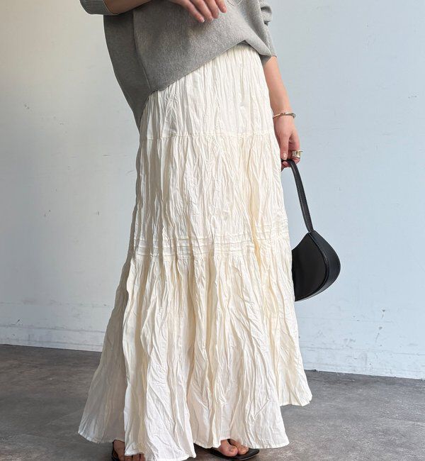  「【WEB限定】クリンクル加工ティアードスカート」|スカート|