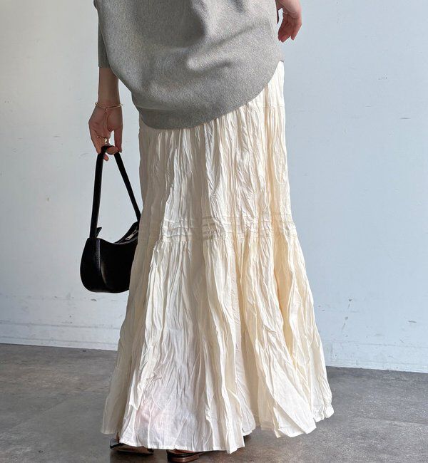  「【WEB限定】クリンクル加工ティアードスカート」|スカート|