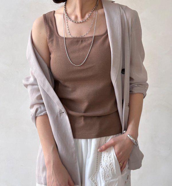  「【WEB限定】テレコカップ付スクエアタンク」|Tシャツ・カットソー|