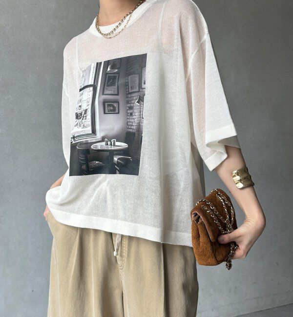  「【WEB限定】プリントシアーニットプルオーバー」|Tシャツ・カットソー|オフホワイト