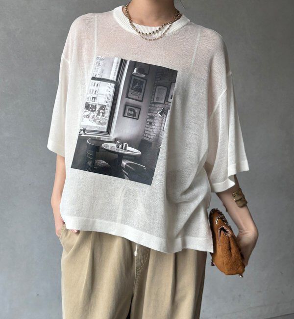  「【WEB限定】プリントシアーニットプルオーバー」|Tシャツ・カットソー|