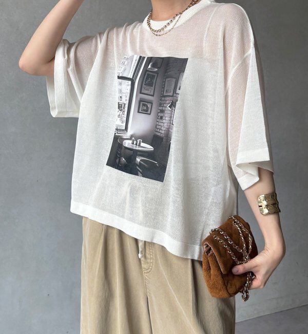  「【WEB限定】プリントシアーニットプルオーバー」|Tシャツ・カットソー|