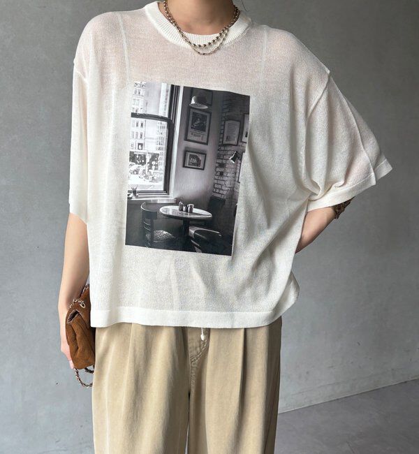  「【WEB限定】プリントシアーニットプルオーバー」|Tシャツ・カットソー|