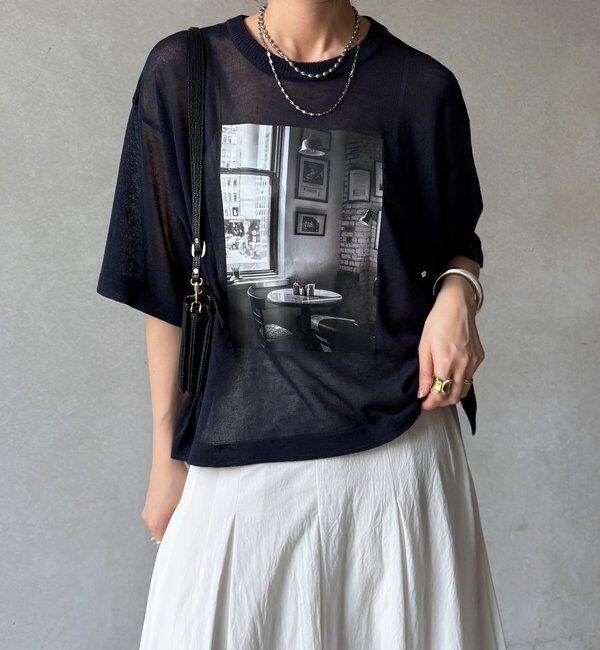  「【WEB限定】プリントシアーニットプルオーバー」|Tシャツ・カットソー|