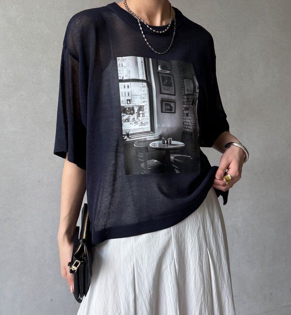  「【WEB限定】プリントシアーニットプルオーバー」|Tシャツ・カットソー|