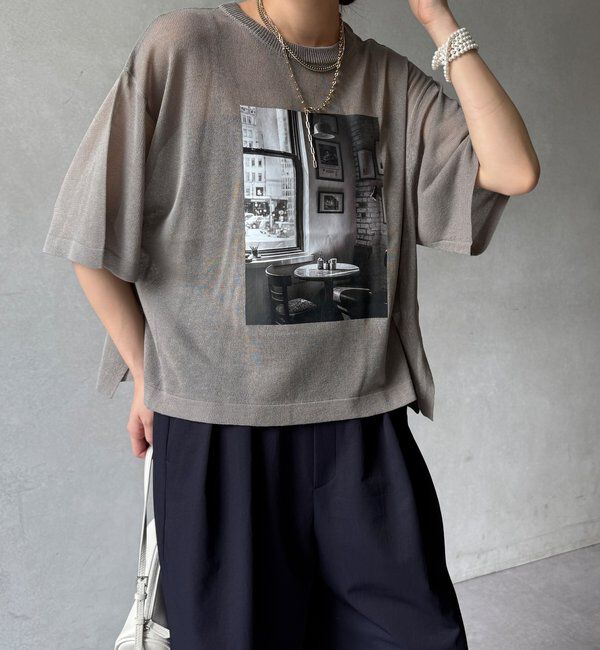  「【WEB限定】プリントシアーニットプルオーバー」|Tシャツ・カットソー|