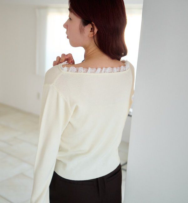  「【4色展開】レースシャーリングニット」|ニット・セーター|