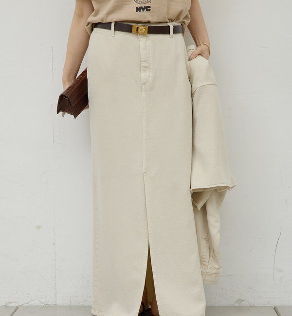  「【セットアップ対応】リヨセルスリットスカート」|スカート|アイボリー