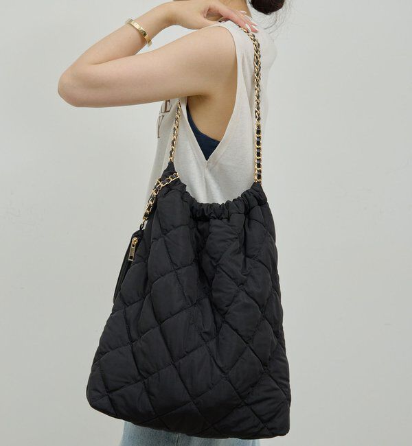  「【2.718】キルティングチェーンバッグ」|トートバッグ|ブラック