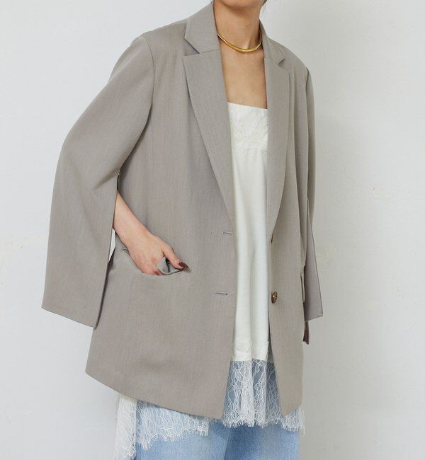  「【手洗い可】スリットスリーブジャケット」|テーラードジャケット|