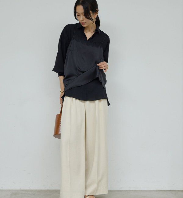  「リネンダブルタックパンツ」|チノ|