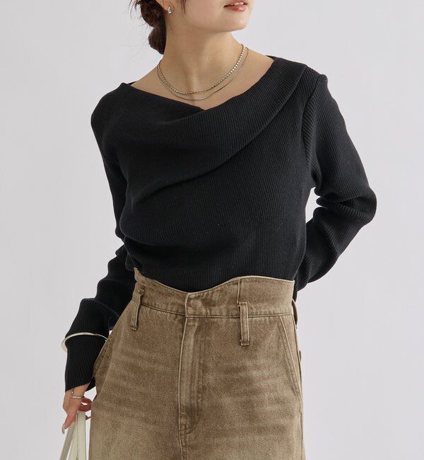  「オフショルリブニット」|ニット・セーター|