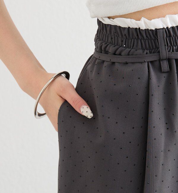  「ラインストーンWベルトパンツ」|チノ|