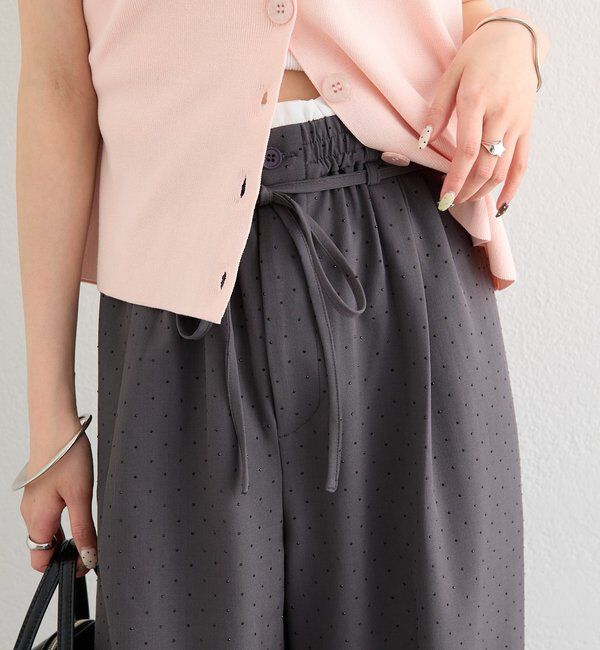  「ラインストーンWベルトパンツ」|チノ|