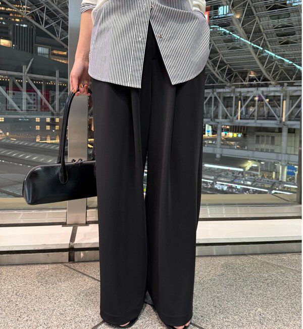  「【＠ld_risaコラボ】ジャージータックワイドパンツ」|チノ|ブラック