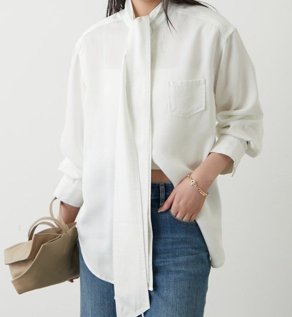  「ライトデニムボウタイブラウス」|シャツ・ブラウス|