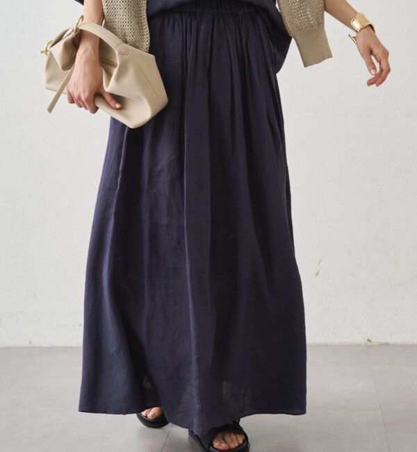  「リネンタックギャザースカート」|スカート|