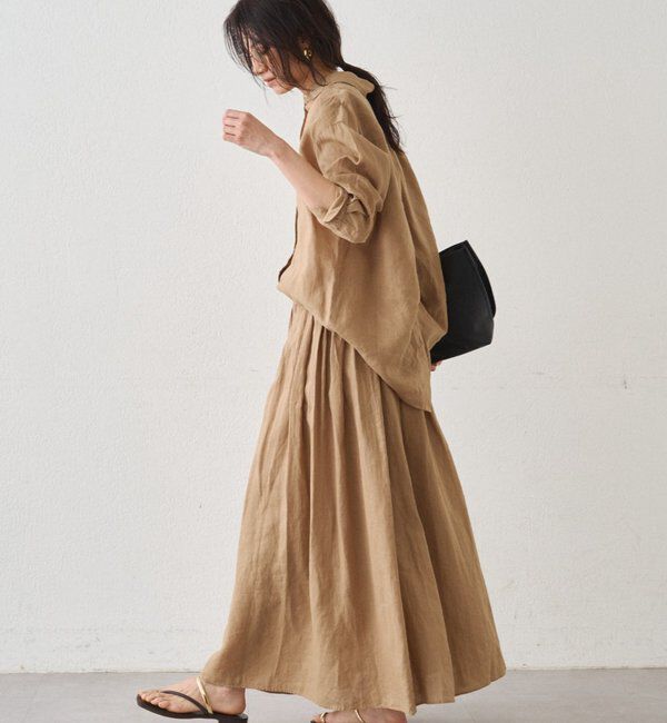  「リネンタックギャザースカート」|スカート|
