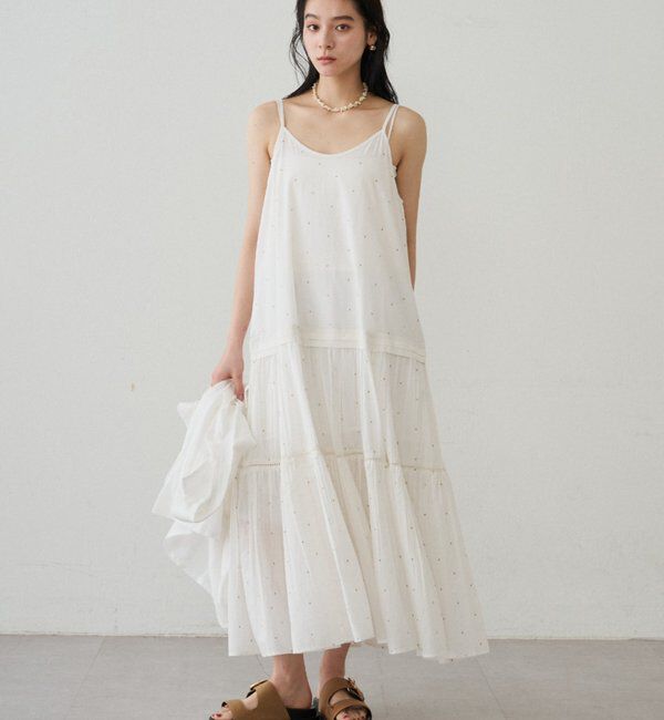  「【INDIA】刺繍ティアードキャミワンピース」|ワンピース|オフホワイト