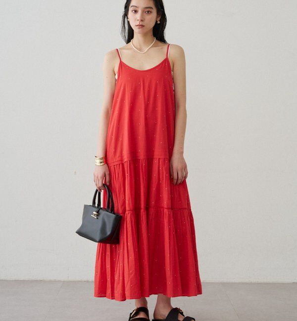  「【INDIA】刺繍ティアードキャミワンピース」|ワンピース|