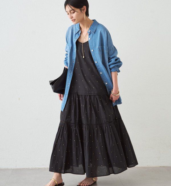  「【INDIA】刺繍ティアードキャミワンピース」|ワンピース|