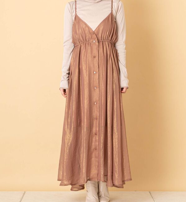  「箔プリントフレアキャミワンピース」|ワンピース|