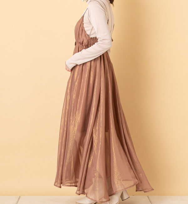  「箔プリントフレアキャミワンピース」|ワンピース|