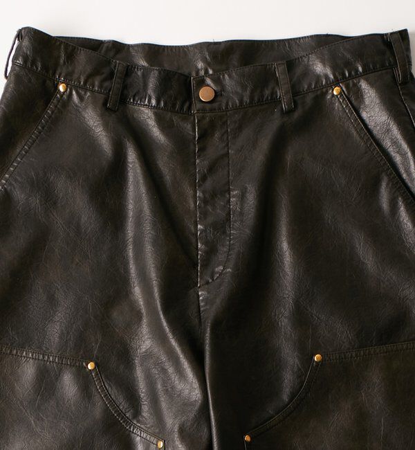  「レザーダブルニーハーフパンツ」|チノ|